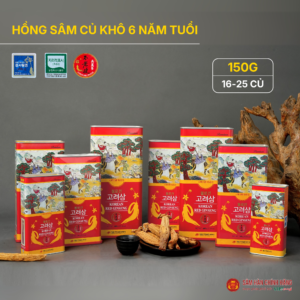 Hồng sâm củ khô 6 năm tuổi (Korean Red Ginseng 6Y 16-25 Root) 150g/hộp
