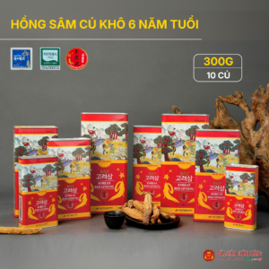 Hồng sâm củ khô 6 năm tuổi (Korean Red Ginseng 6Y 10 Root) 300g/hộp