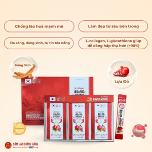 Nước Hồng Sâm & Lựu Glutathione Hàn Quốc (Korean Red Ginseng & Pomeganate Glutathione) 10ml*30stick/hộp
