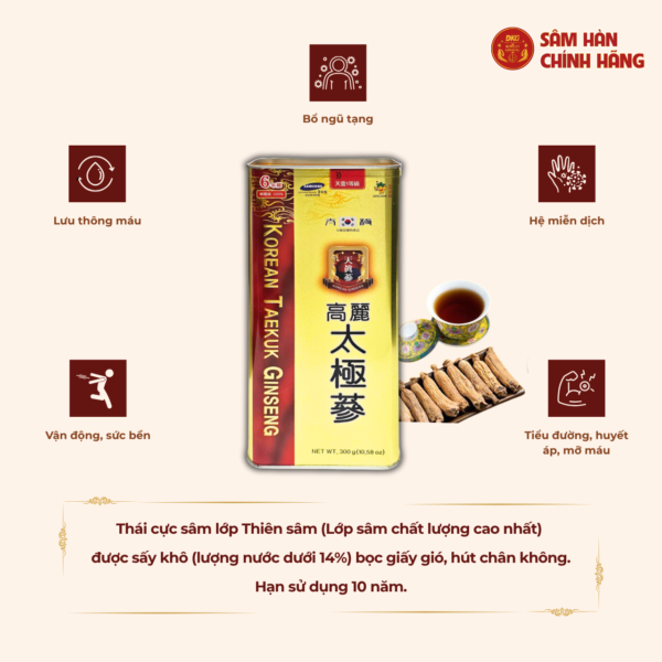 Korean Taekuk Ginseng (Thiên Sâm) 300g số 30 (30 củ) - Daedong