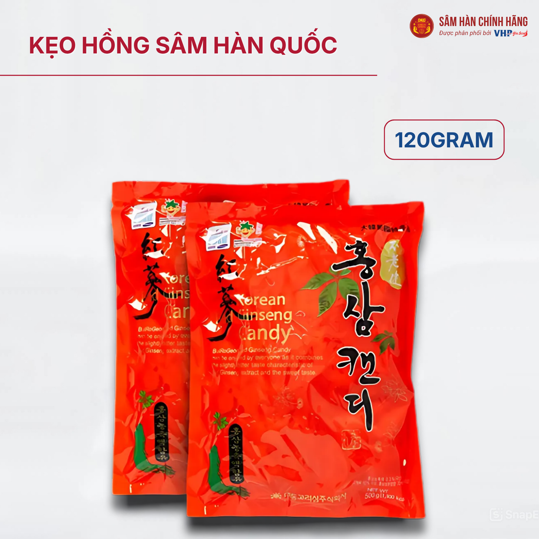 Kẹo hồng sâm hàn quốc 120g Kẹo hồng sâm Hàn Quốc (Korean Red Ginseng Candy) 120g/gói